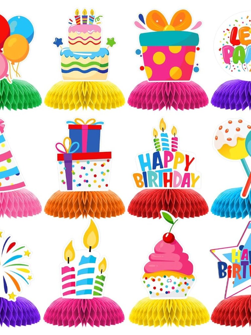 12 PCS Happy Birthday Party Decorations Colorful Happy Birthday Decorations